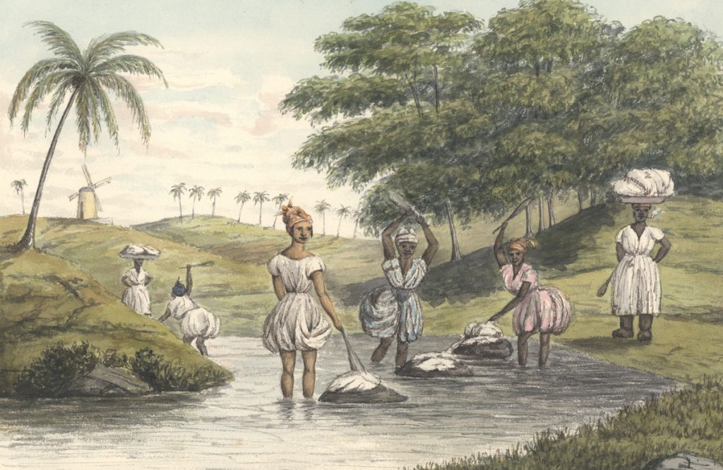 Tøjvask i bækken, St. Croix ca. 1844.