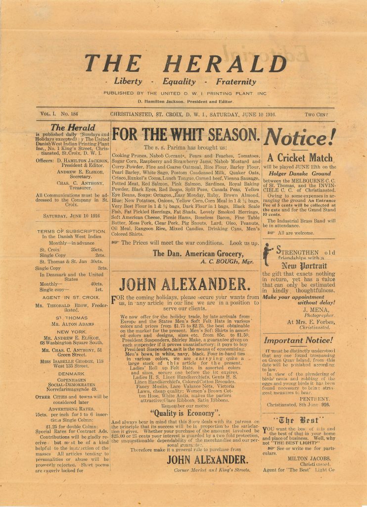 Forsiden af The Herald fra 10. juni 1916.