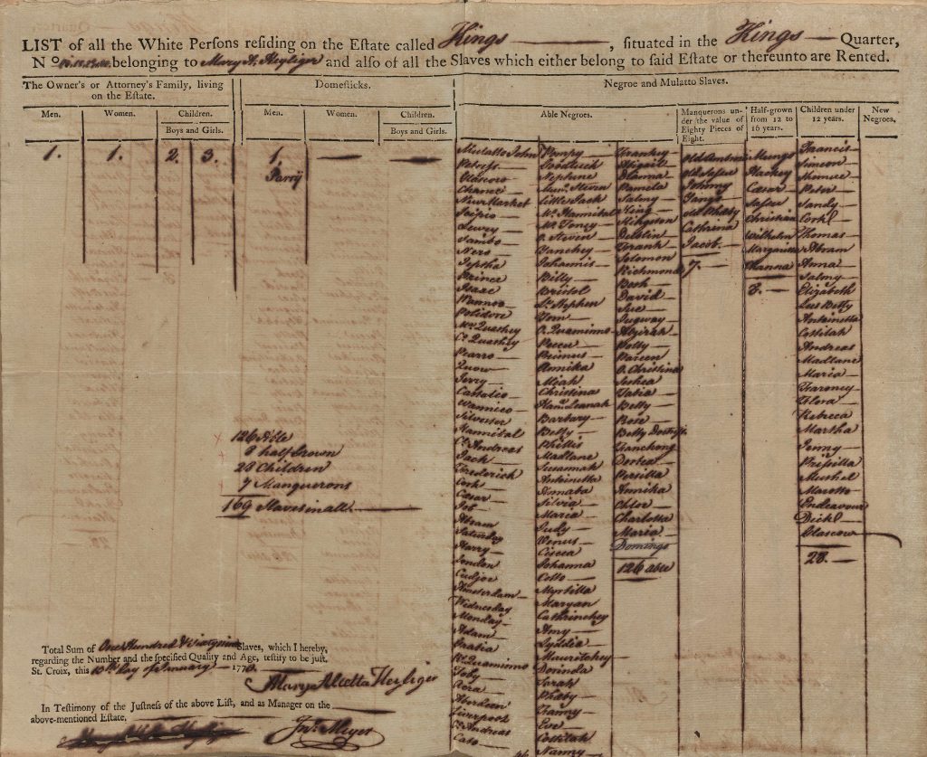 Pre-printed land and head tax information form from 1772.