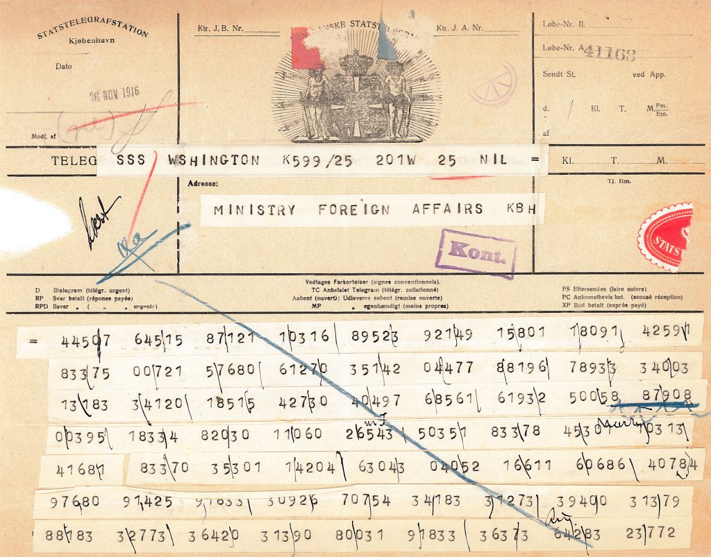Picture of telegram from Ambassador Brun in Washington.